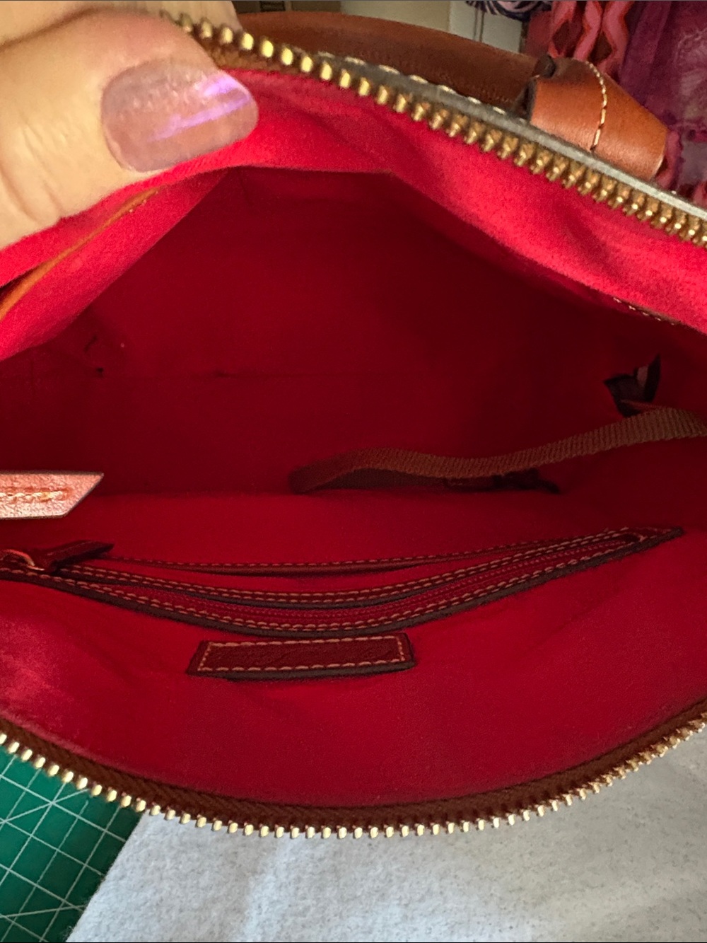 Dooney & Bourke Gray Satchel with Tan Trim - Picture 7 of 10